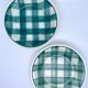 Vintage beige and green checkered service