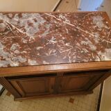 low sideboard with marble top, 2 drawers and 2 doors - old width = 86cm - depth = 49.5cm