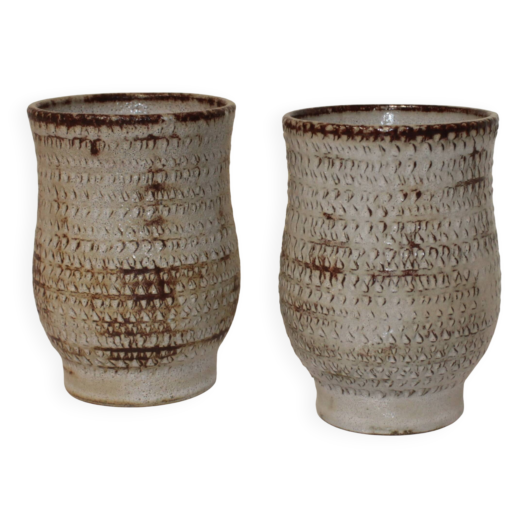 Pair of vintage Accolay ceramic vases signed