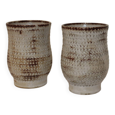 Paire de vases en céramique vintage Accolay signés