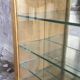 Large pharmacy wall display case in light oak - vintage 1960