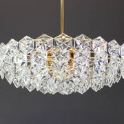 Chandelier, brass and crystal glass by Kinkeldey, Germany, 1970s.