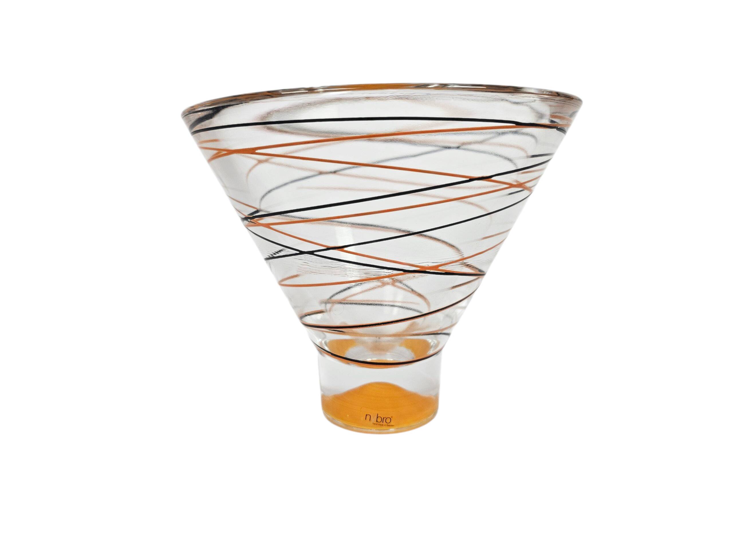 Nybro - Suède - Fait main - vase pendule - verre - cristal - années 1990