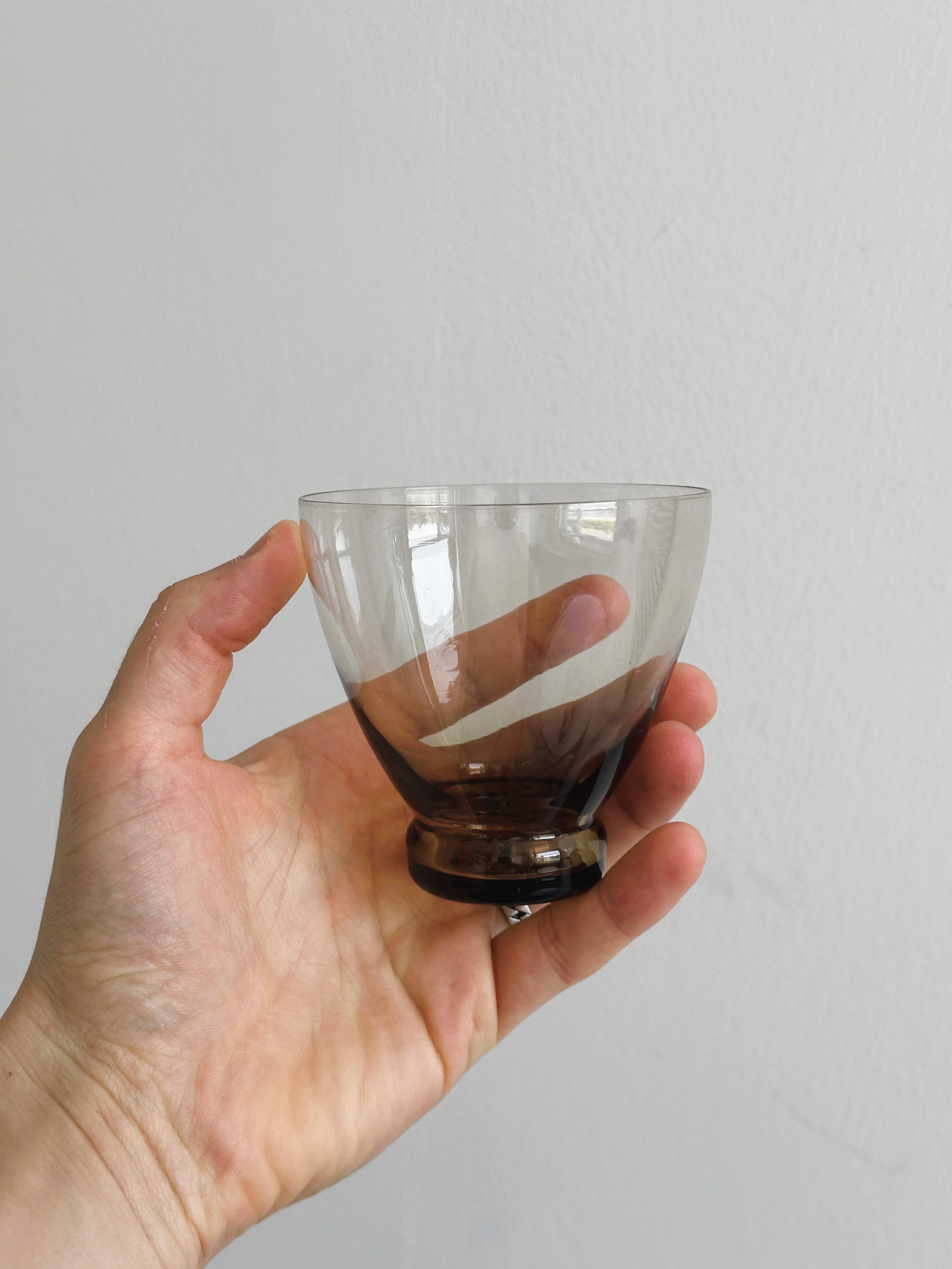 4 thin smoked glass water glasses