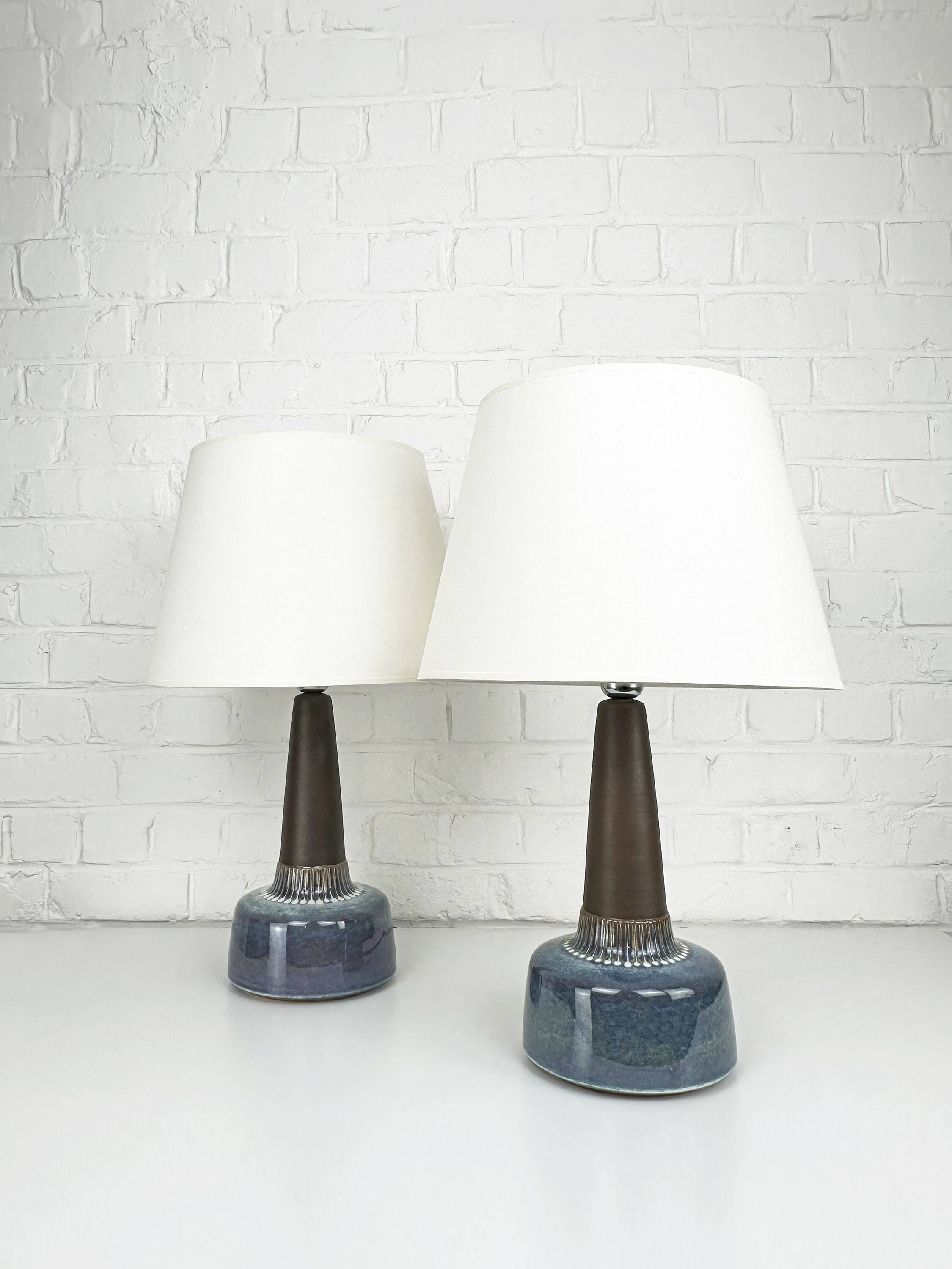 Pair of large blue table lamps Søholm Einar Johansen Denmark 1960s