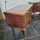 Pair of vintage 70s walnut bedside tables
