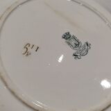 Plat creux ancien en porcelaine opaque de gien terre de fer décor vert collection montigny