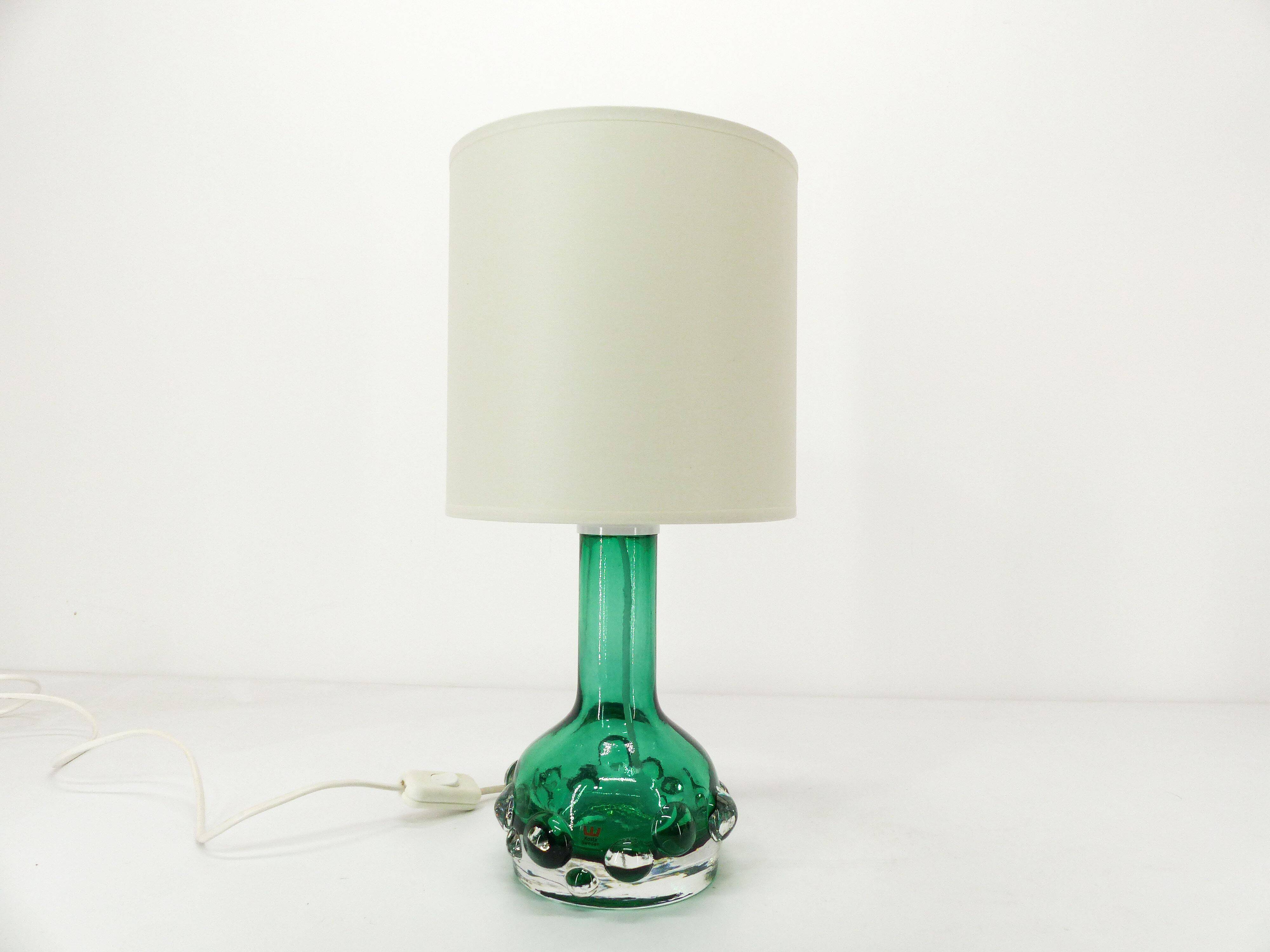 Scandinavian green glass lamp Kosta Hans-Owe Sandeberg Sweden 1960