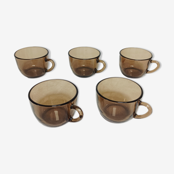 Lot de 5 tasses en verre fumé Vereco