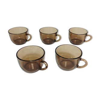 Lot de 5 tasses en verre fumé Vereco