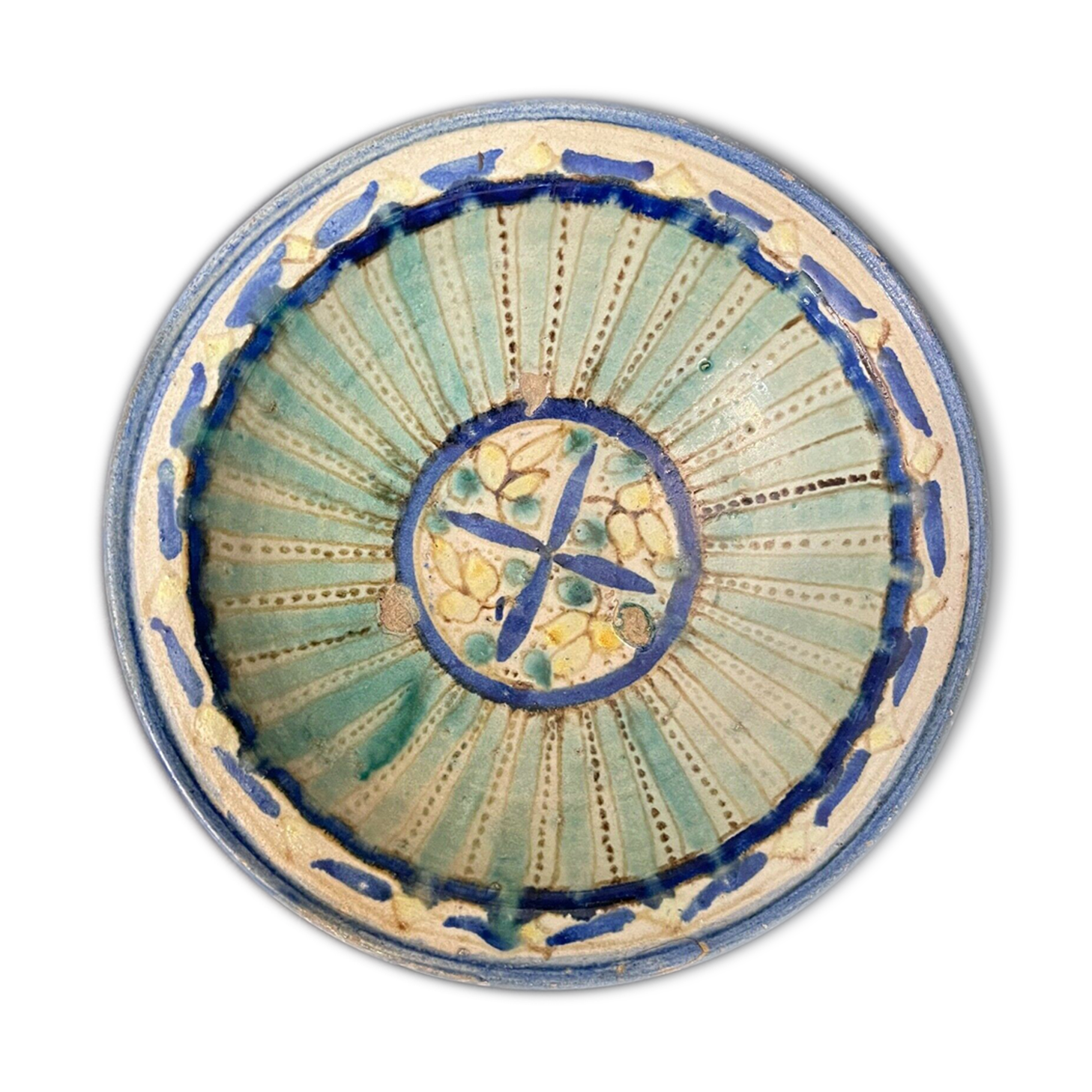 Mokhfia Fez Morocco 18th-century polychrome earthenware dish decorated with a thousand legs