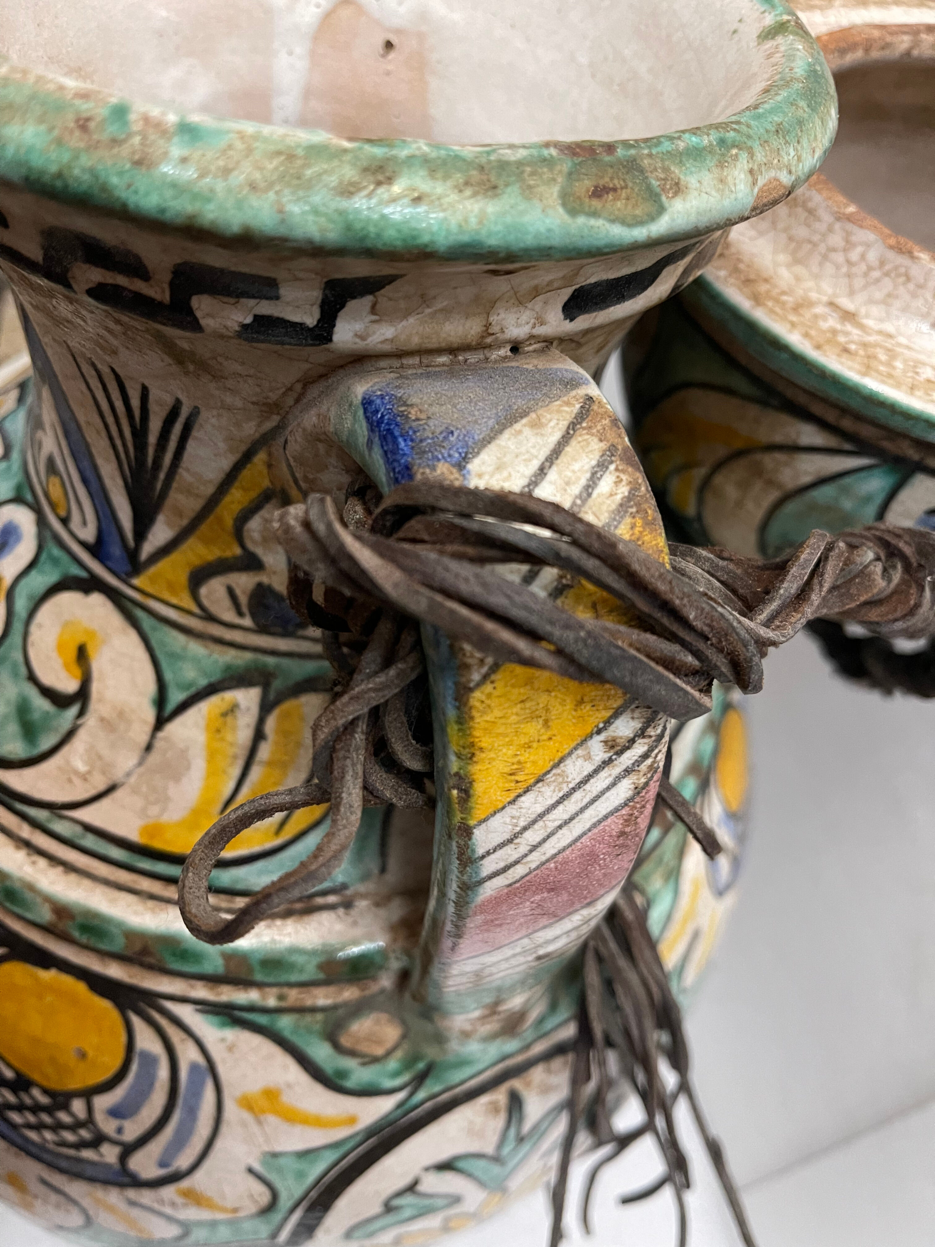 Berrada covered 62 cm amphora in faience of fez morocco