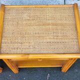 Pair of Maugrion bedside tables for Roche Bobois, bamboo, rattan 70s
