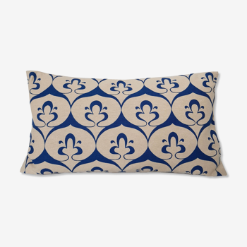 Ottoman cushion cover beige cobalt - 30 x 50