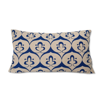Ottoman cushion cover beige cobalt - 30 x 50