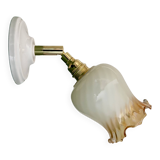 Vintage tulip wall light in white and amber glass