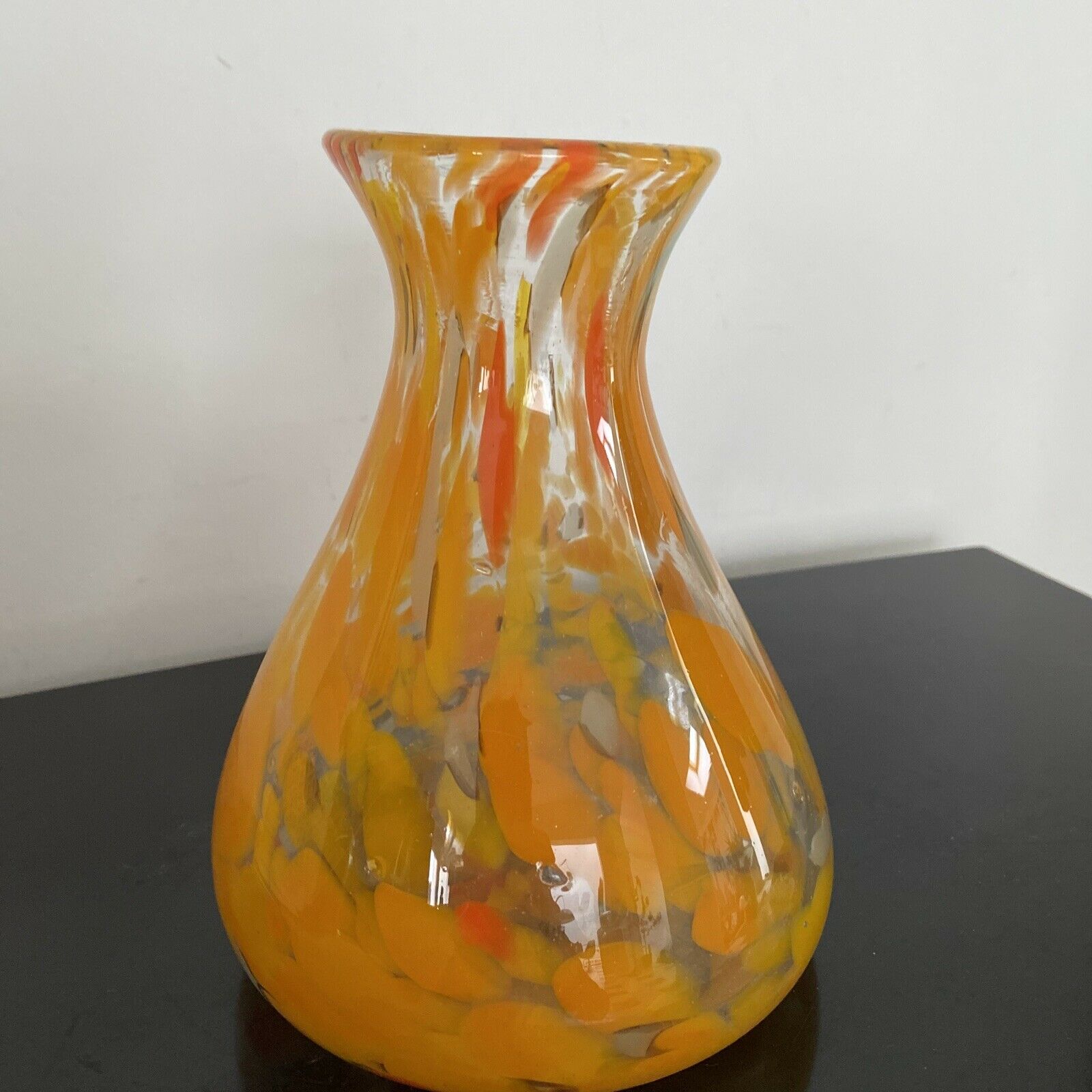 Soliflore orange souflé glass vase