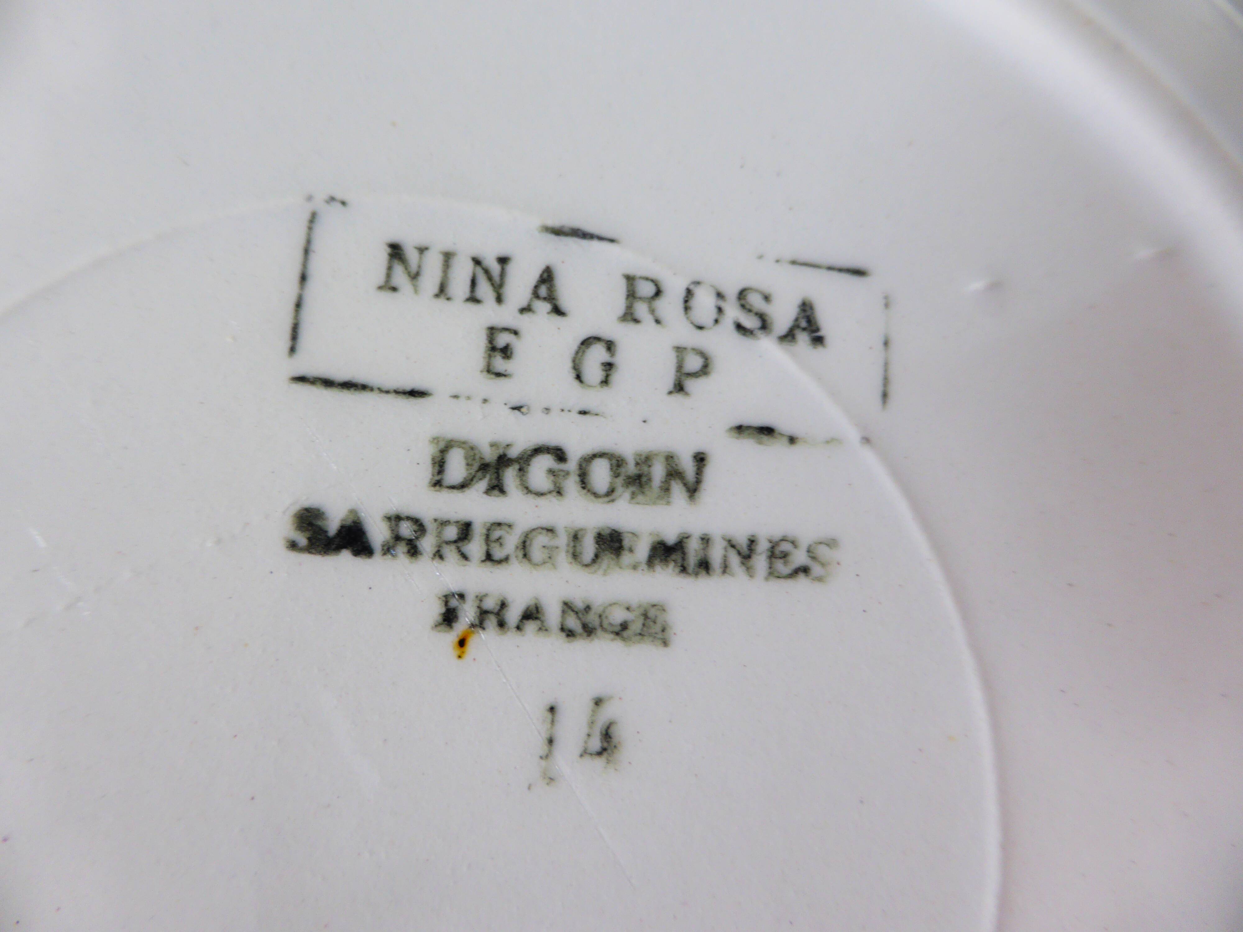 4 vintage Digoin Sarreguemines soup plates, Nina Rosa model 2008158