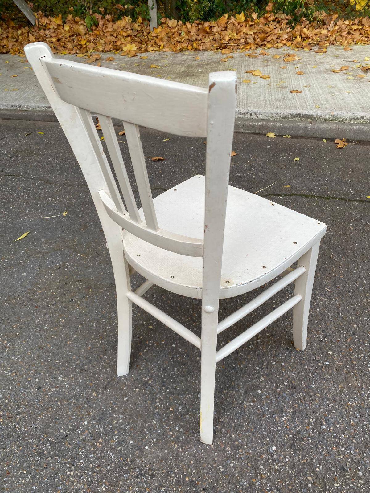 Scandinavian bistro chair made of wood, repainted white