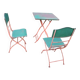 Mid century distressed painted iron garden table and 2 chairs, 1960s