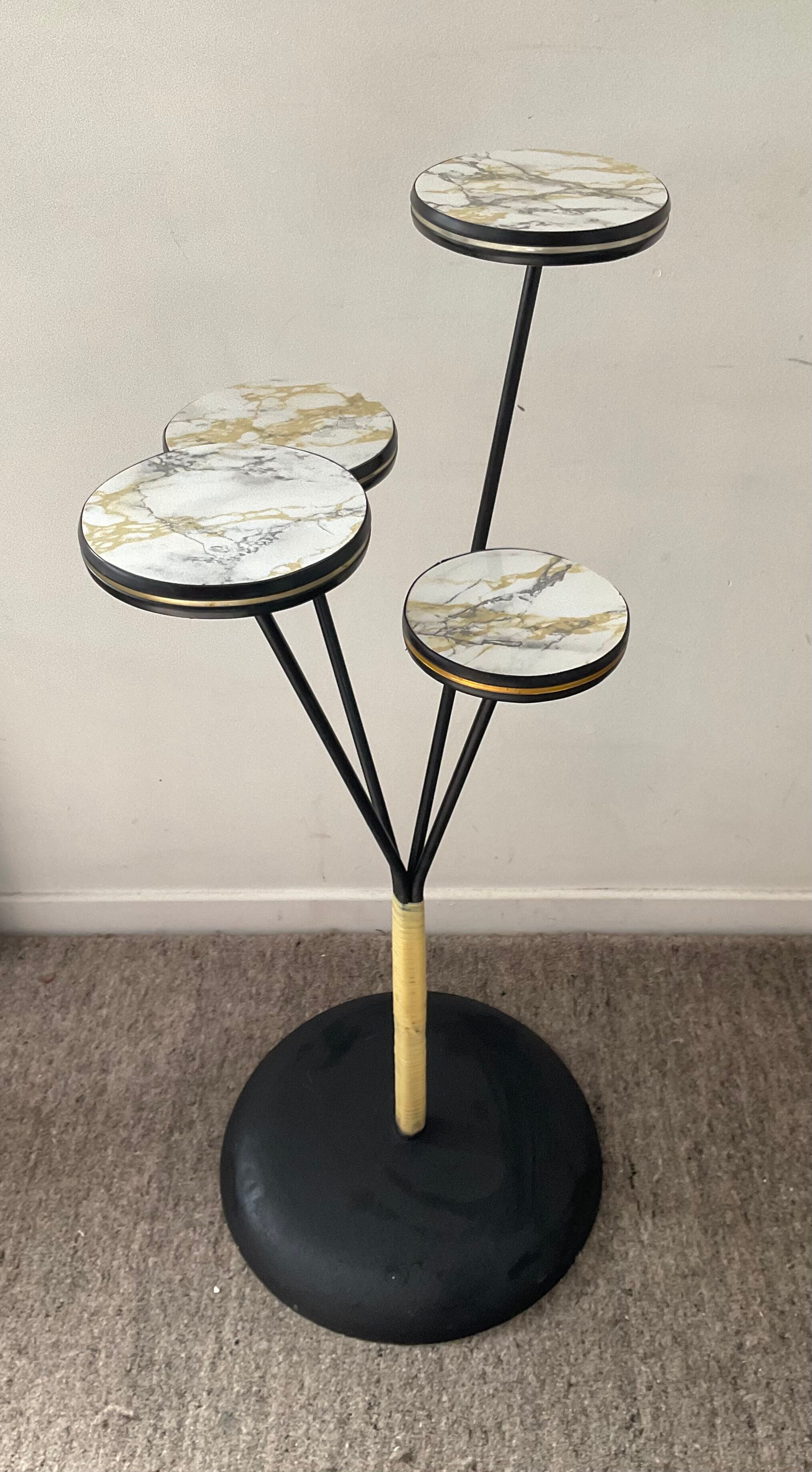 Vintage plant holder from the 60s and 70s in formica and metal