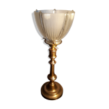 Lampe calice 1930 laiton tulipe verre moulé