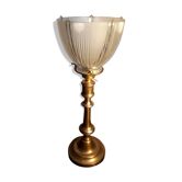 Lampe calice 1930 laiton tulipe verre moulé