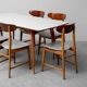 Vintage dining table set with 6 wooden chairs from the 1960s modernism