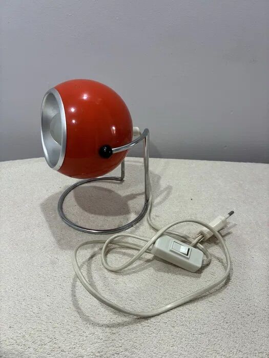 Lampe de table vintage orange en forme d'œil 1960 | Lampe en chrome de l'ère spatiale
