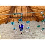 Vintage 1980s multicolor murano glass chandelier