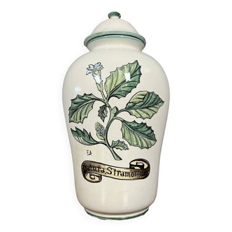 Vintage covered ceramic pharmacy pot from the 20th century