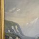Old Oil Painting Canvas Swiss School Mountain Lake Shepherd Signed