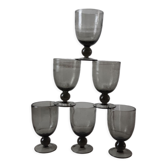 Lot de 6 verres à vin en verre bullé