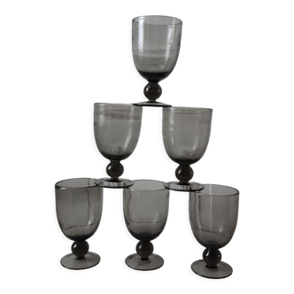 Set of 6 wine glasses in bubbled glass