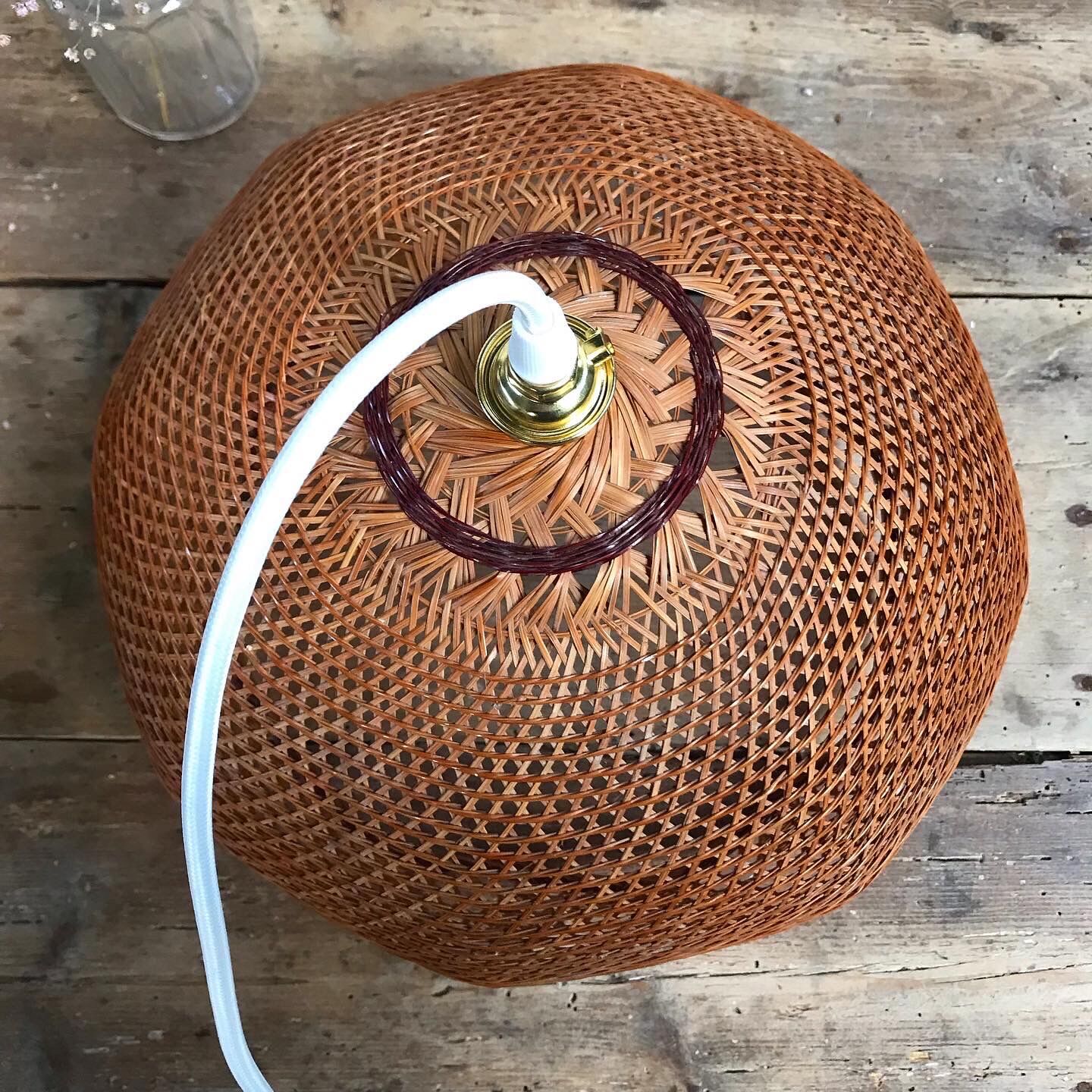 Vintage wicker pendant lamp