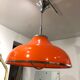 1960s Round Orange Chrome Pendant Light Guzzini style Bedroom Ceiling Lamp