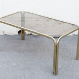 Metal coffee table Gold smoked top Italy 70
