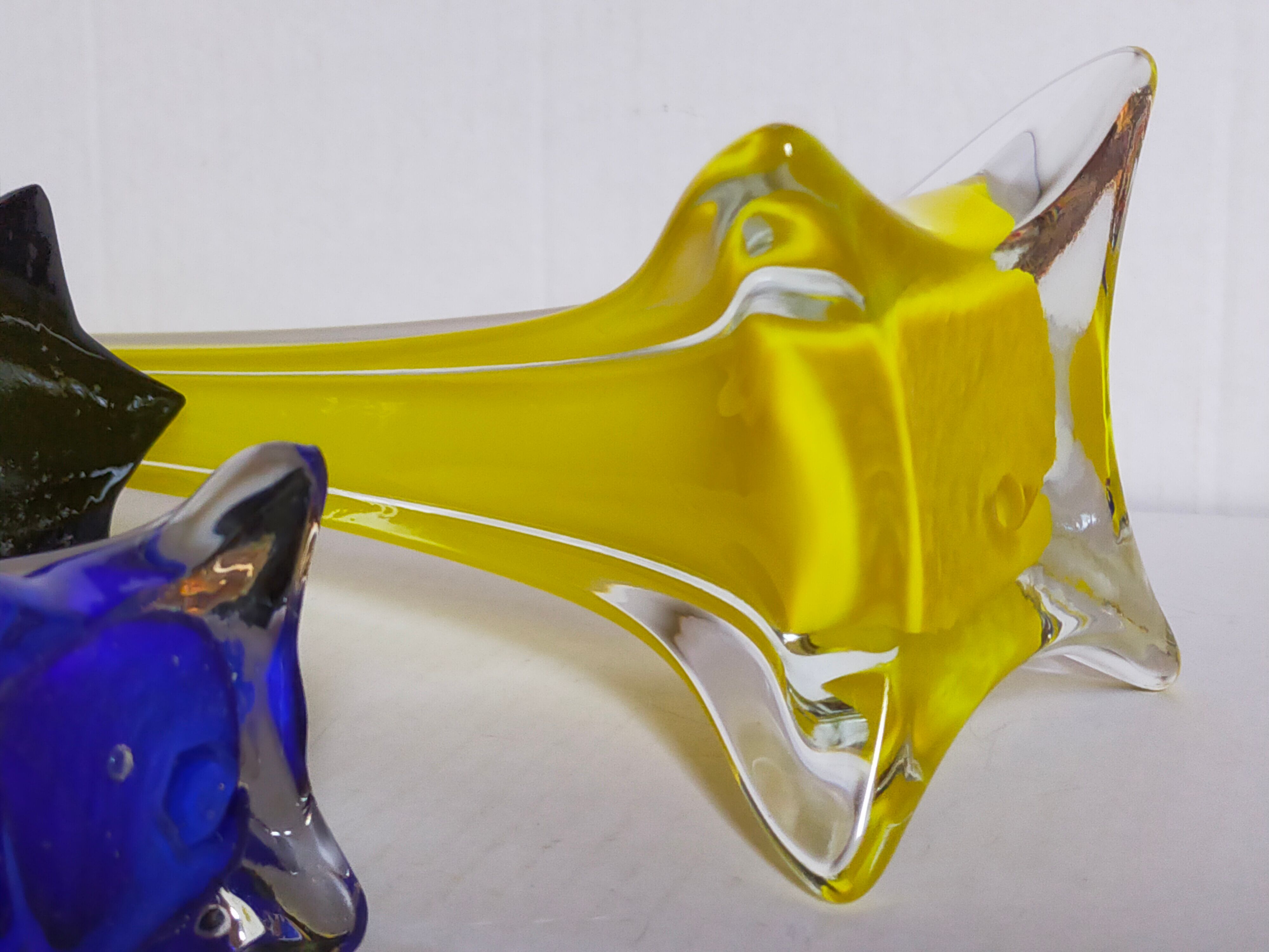 Trio of ancient stretched glass soliflores