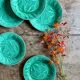 Set of 6 vintage green earthenware plates