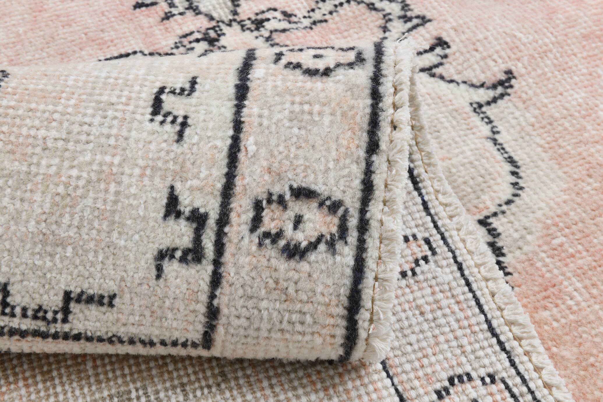 7x10 Large Pink & Beige Madallion Pattern Turkish Rug, 209x305Cm