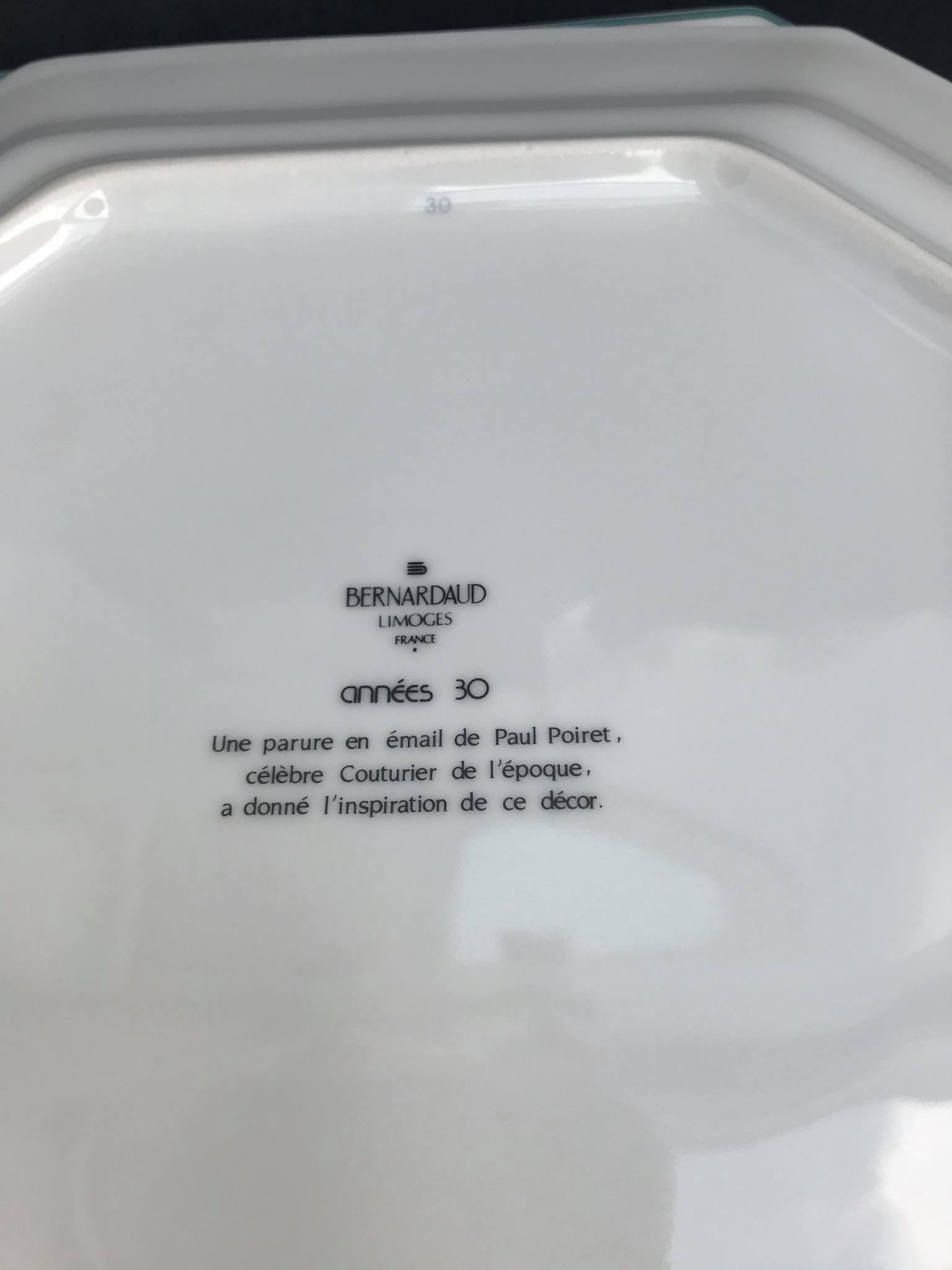 Limoges porcelain lunch plates Bernardaud Paul Poiret Set 5