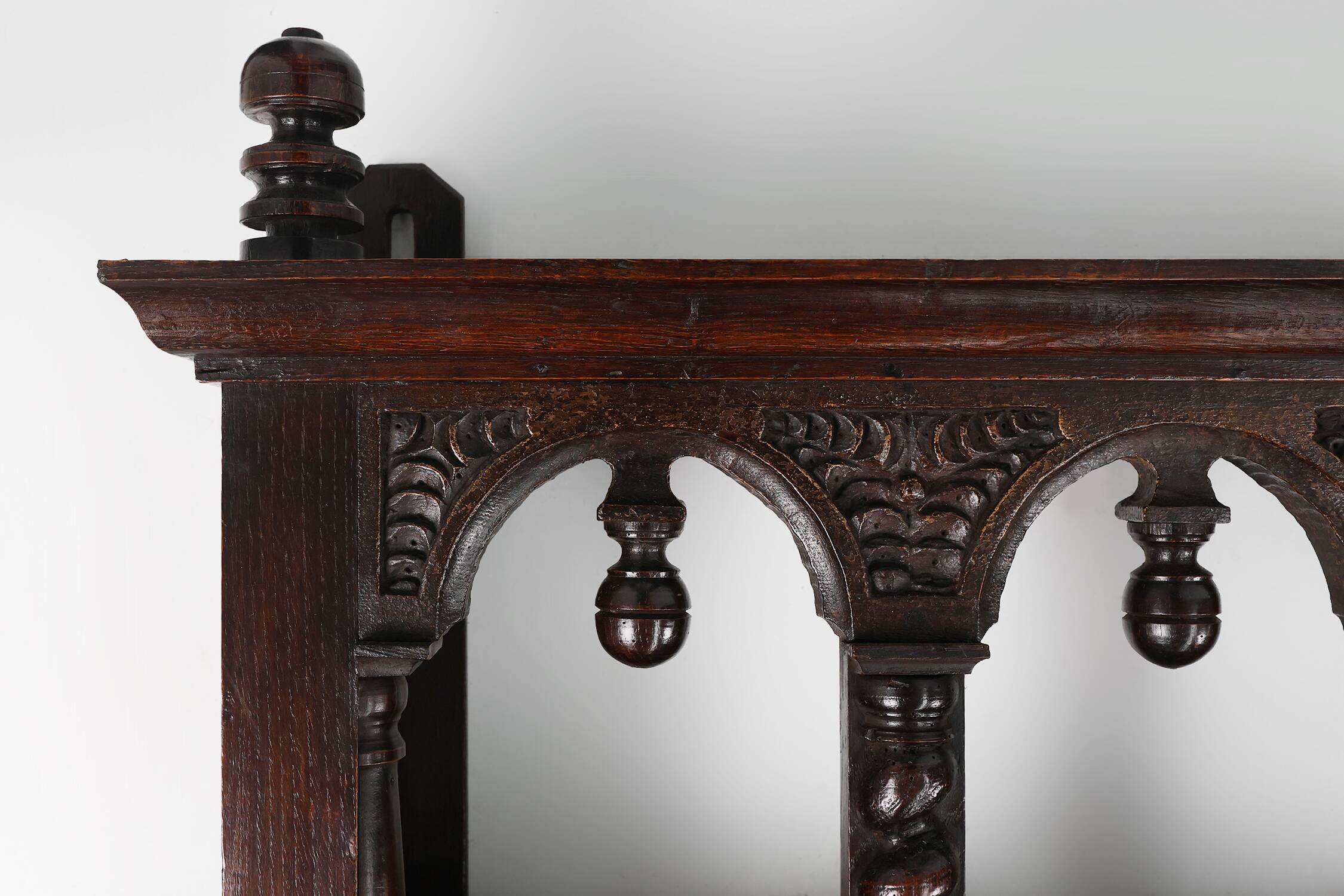 16th Century gothic style hand carved wall mount rack