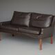 Canapé en cuir deux places danois par Georg Thams, Danemark, années 1960.