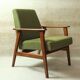 Fauteuil scandinave boucle eucalyptus vert oryginal model 1970 rénové chaise de salon moderne design milieu du siècle