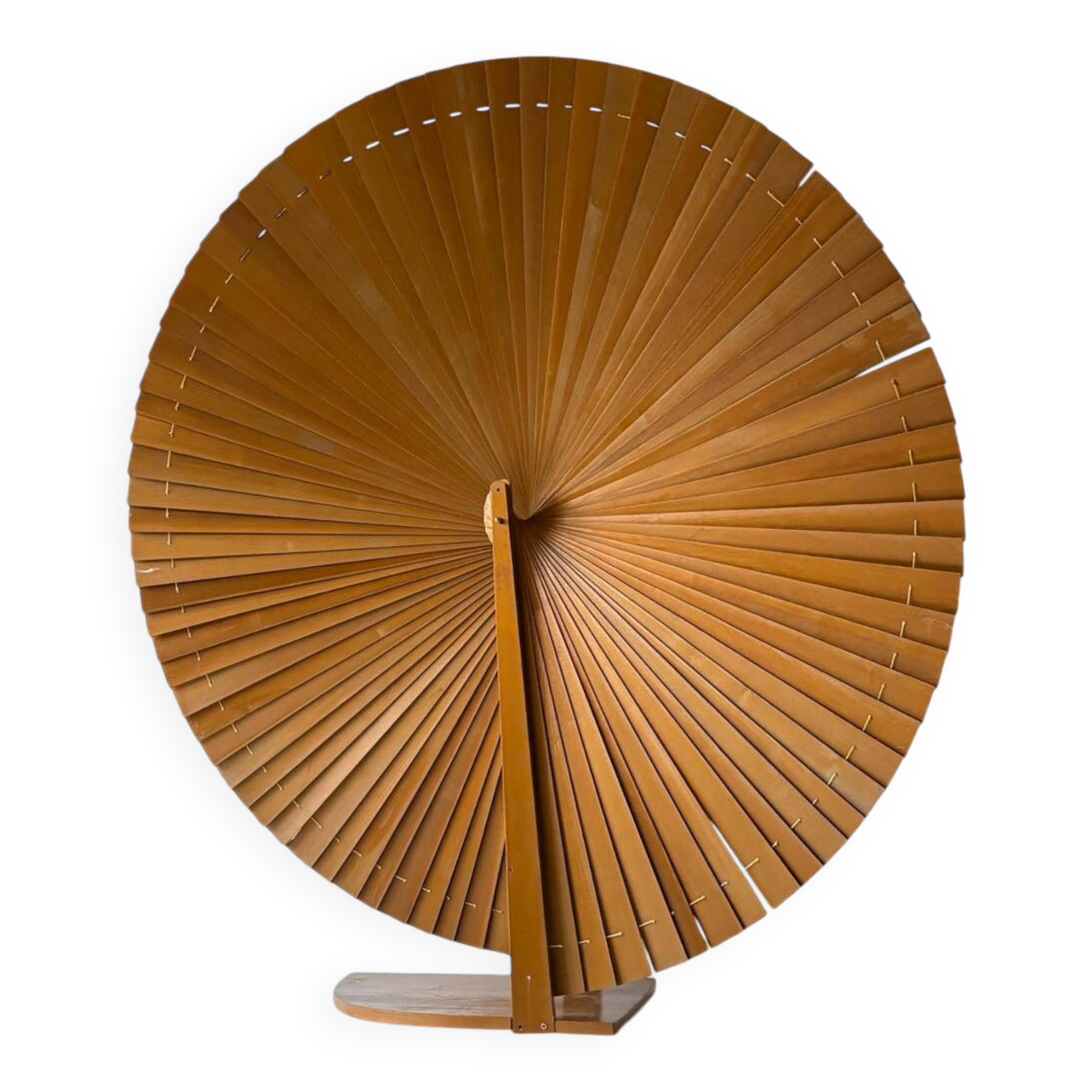 Large round folding screen, solid wood, 1960.