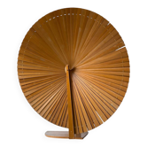 Grand paravent rond éventail bois massif 1960