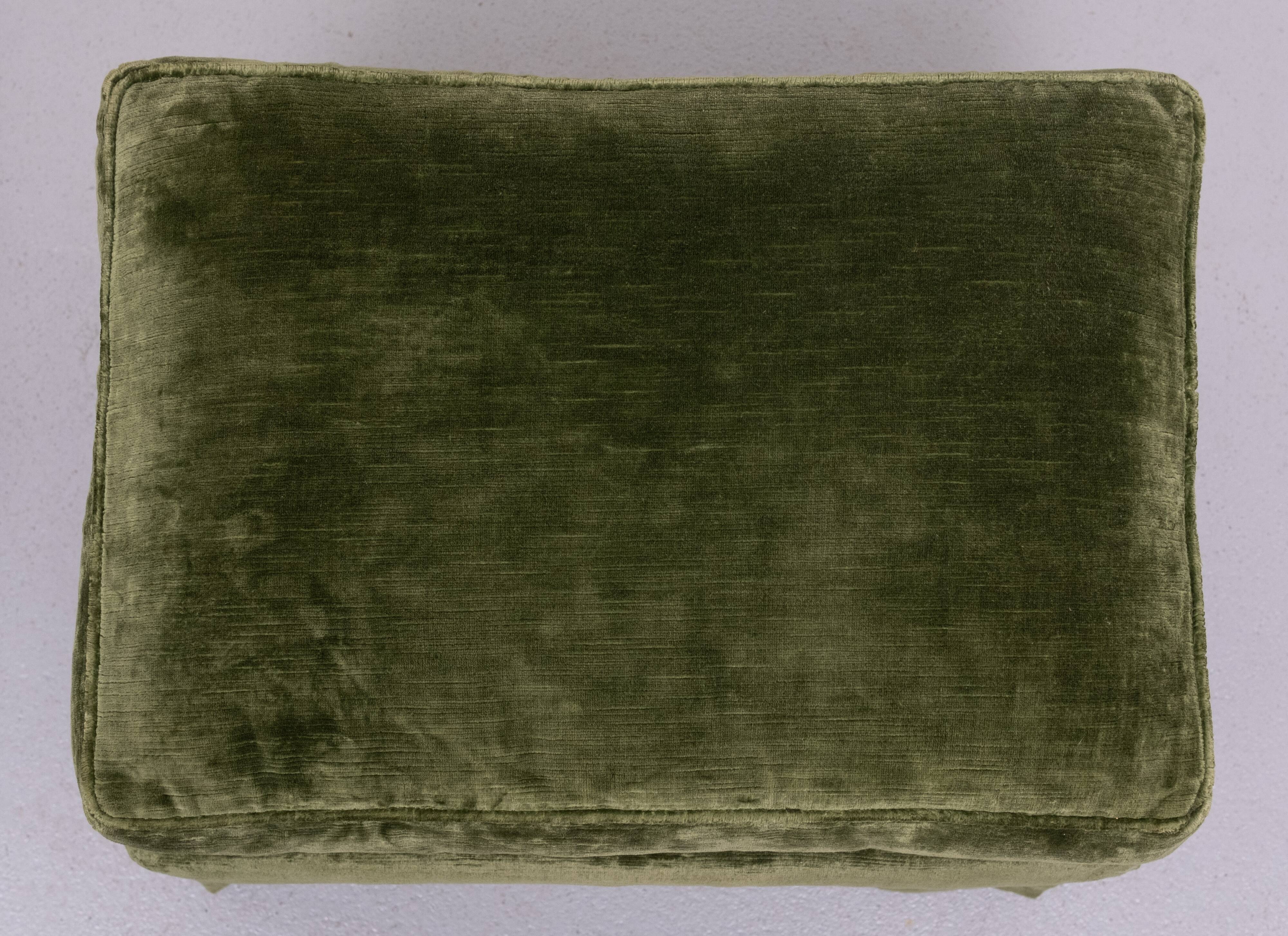 Pair Green Velvet stools 1970s France