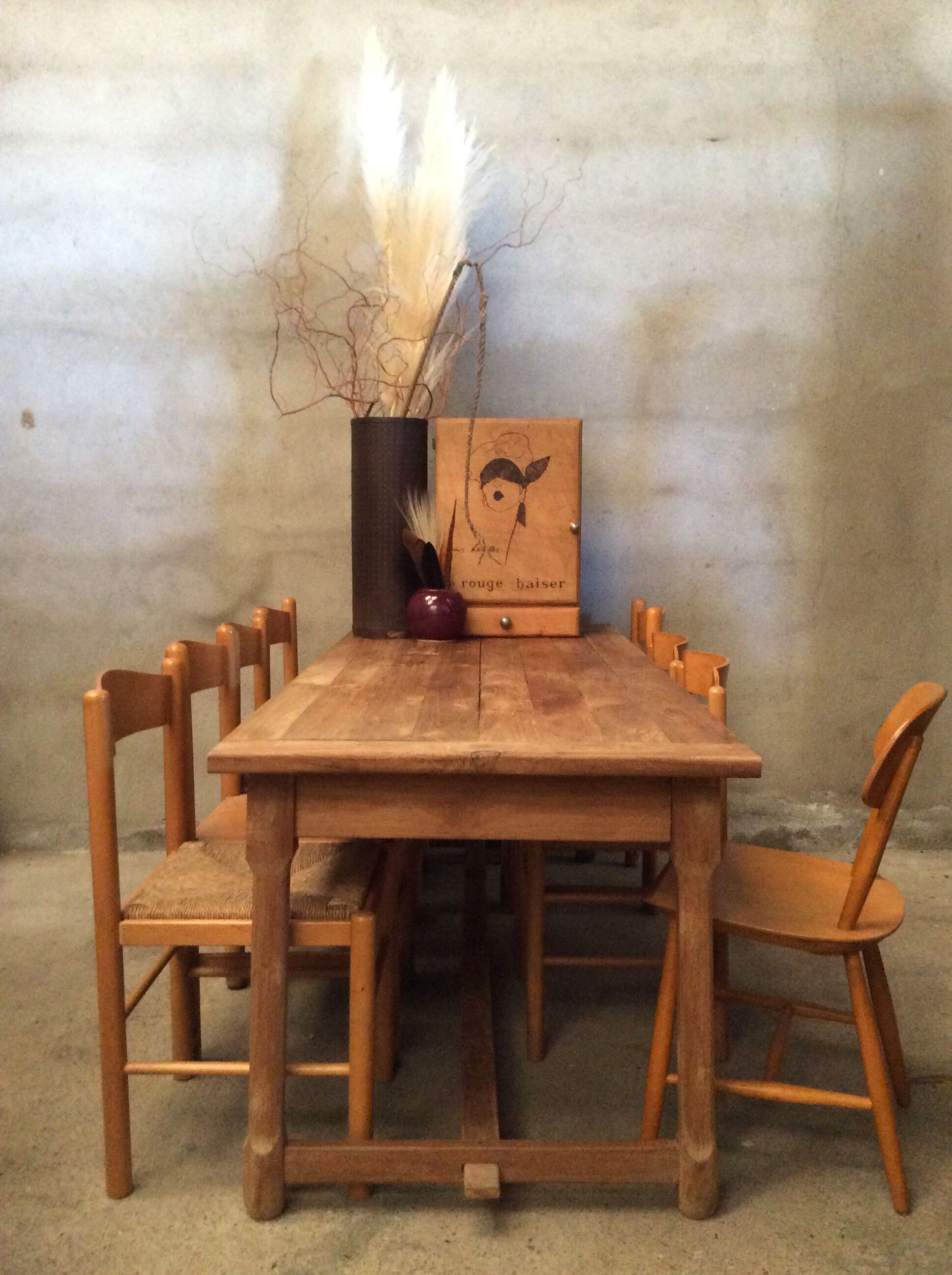 Old solid wood dining table