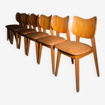 Série de 6 chaises françaises années 50