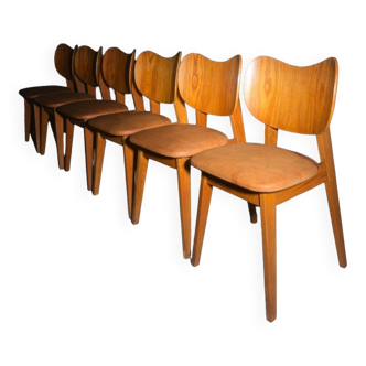 Série de 6 chaises françaises années 50